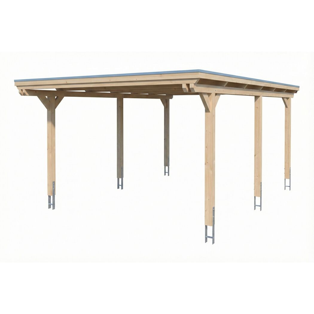 Einzelcarport 'Emsland' naturfarben 402 x 604 cm mit EPDM-Dach