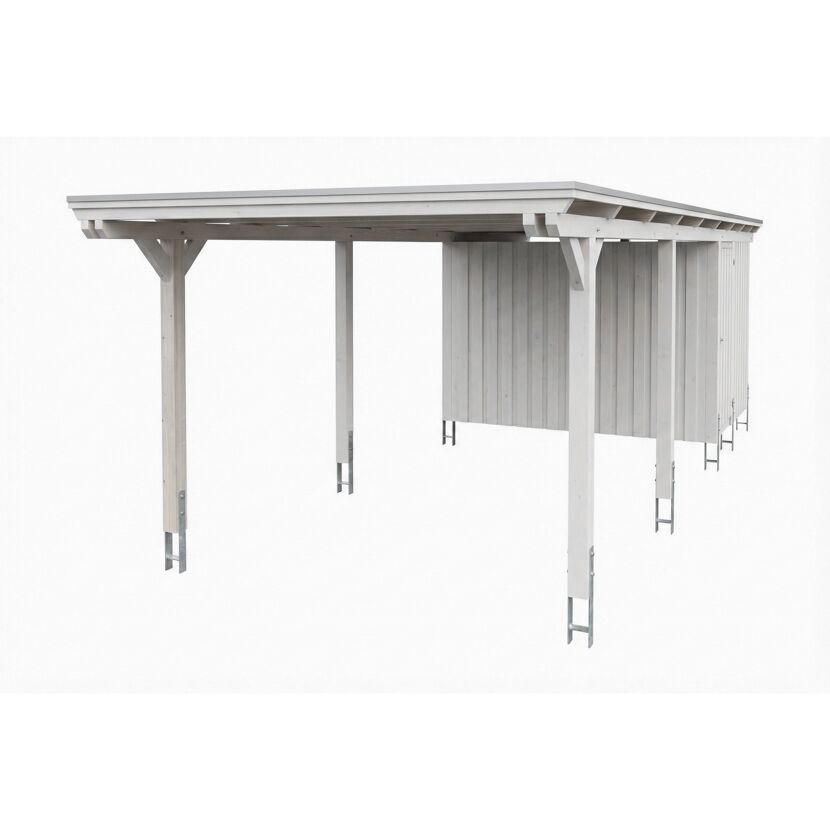 Einzelcarport 'Emsland' weiß 340 x 846 cm Stahl-Dachplatten