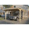 Einzelcarport 'Emsland' naturfarben 402 x 604 cm mit Stahl-Dachplatten