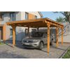 Einzelcarport 'Emsland' Eiche hell 402 x 604 cm mit Stahl-Dachplatten