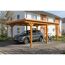 Einzelcarport 'Emsland' Eiche hell 402 x 604 cm mit Stahl-Dachplatten