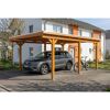 Einzelcarport 'Emsland' Eiche hell 402 x 604 cm mit EPDM-Dach