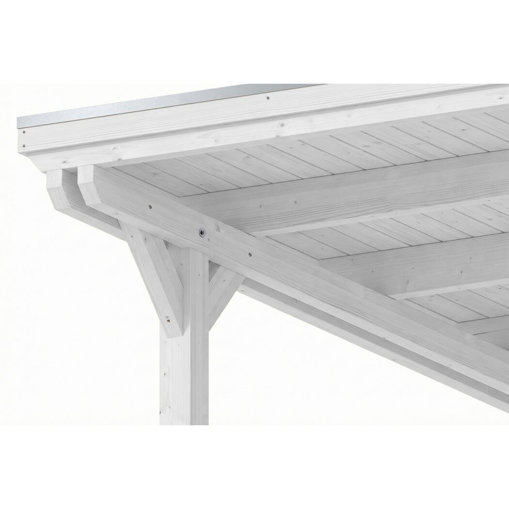 Einzelcarport 'Emsland' weiß 402 x 604 cm mit EPDM-Dach