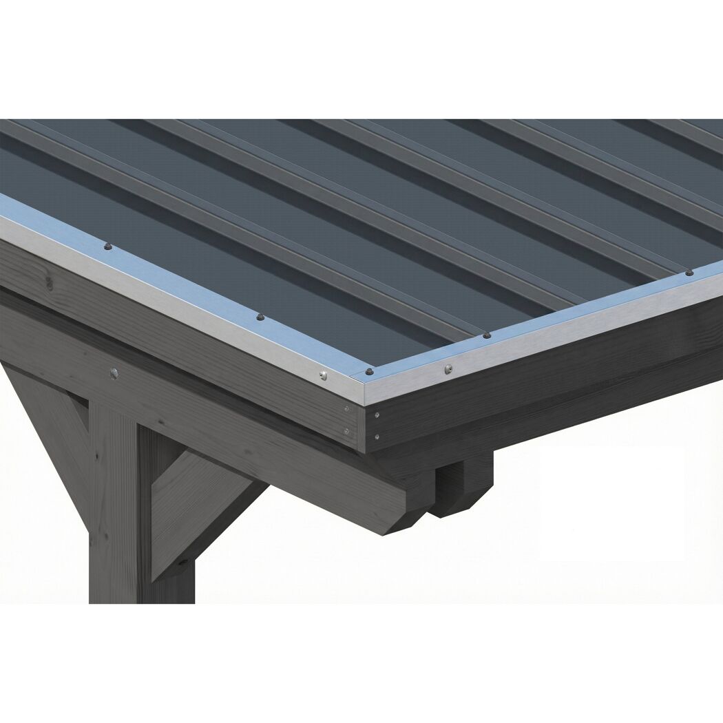 Einzelcarport 'Emsland' schiefergrau 402 x 604 cm mit Stahl-Dachplatten