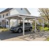 Einzelcarport 'Emsland' weiß 402 x 604 cm mit Stahl-Dachplatten