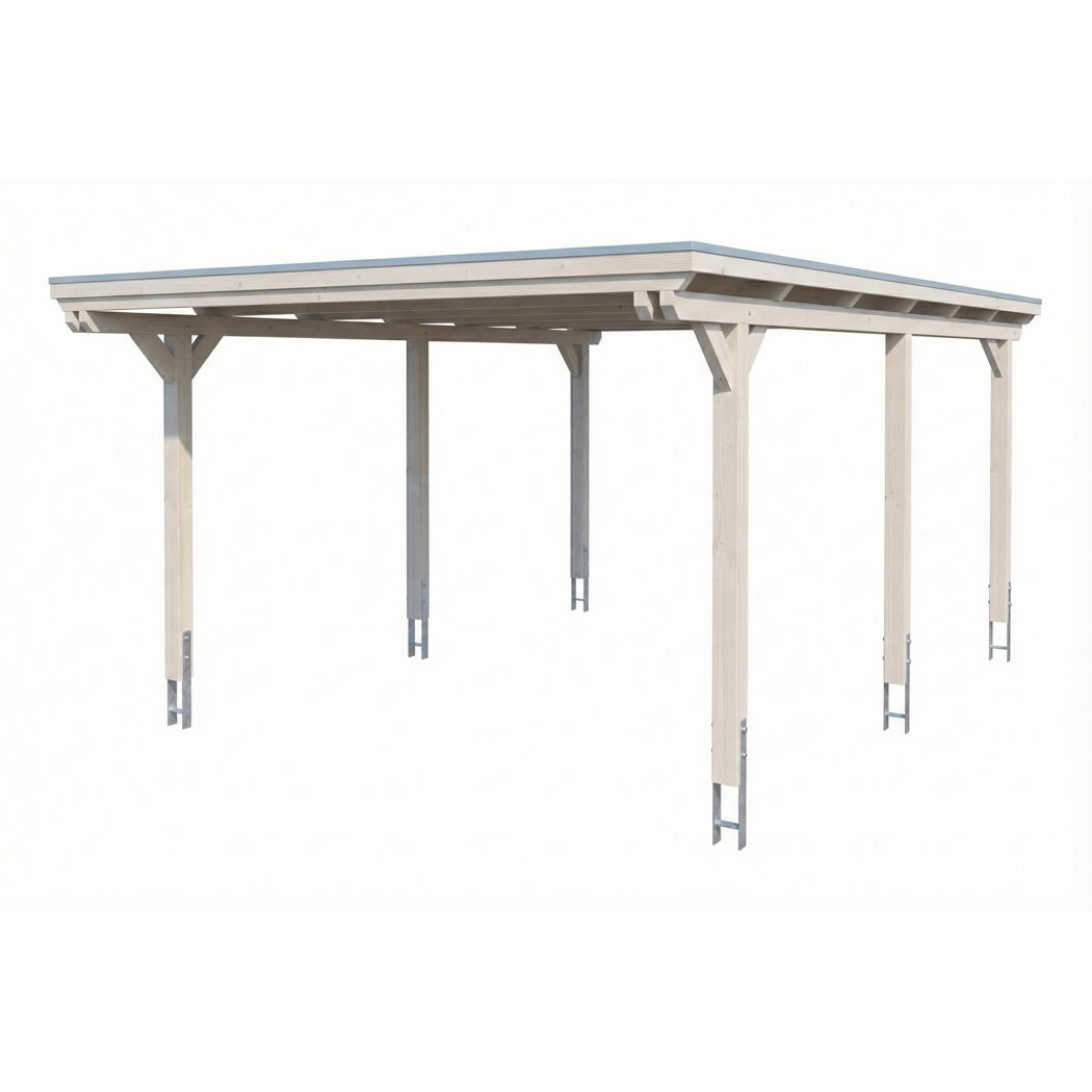 Einzelcarport 'Emsland' weiß 402 x 604 cm mit Stahl-Dachplatten