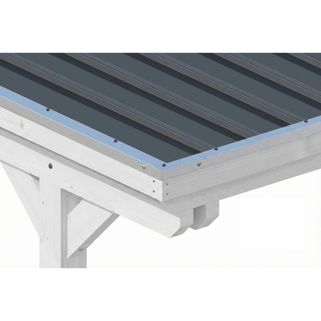 Einzelcarport 'Emsland' weiß 402 x 604 cm mit Stahl-Dachplatten