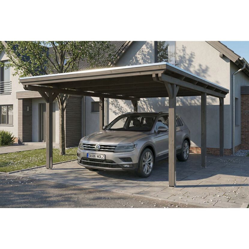 Einzelcarport 'Emsland' schiefergrau 402 x 604 cm mit EPDM-Dach
