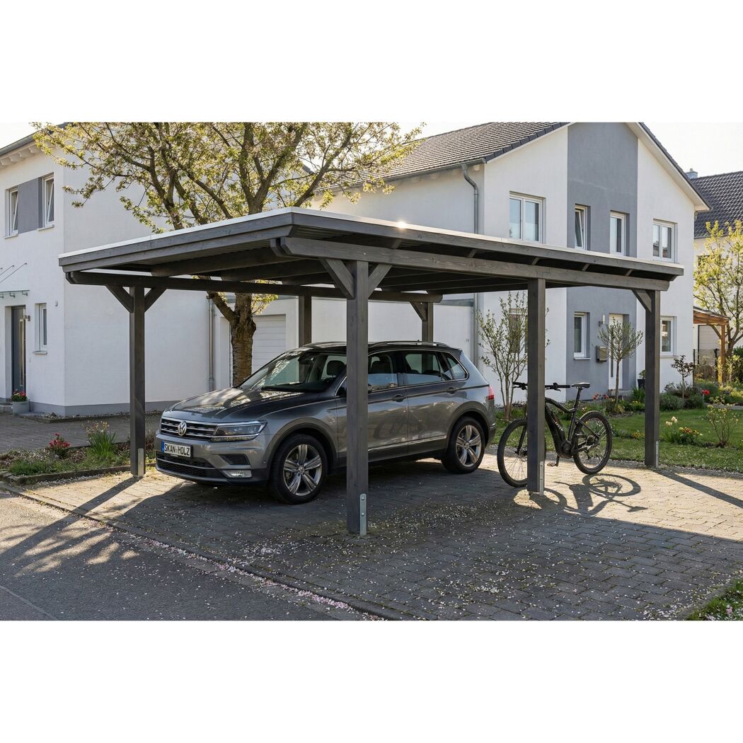 Einzelcarport 'Emsland' schiefergrau 402 x 604 cm mit EPDM-Dach