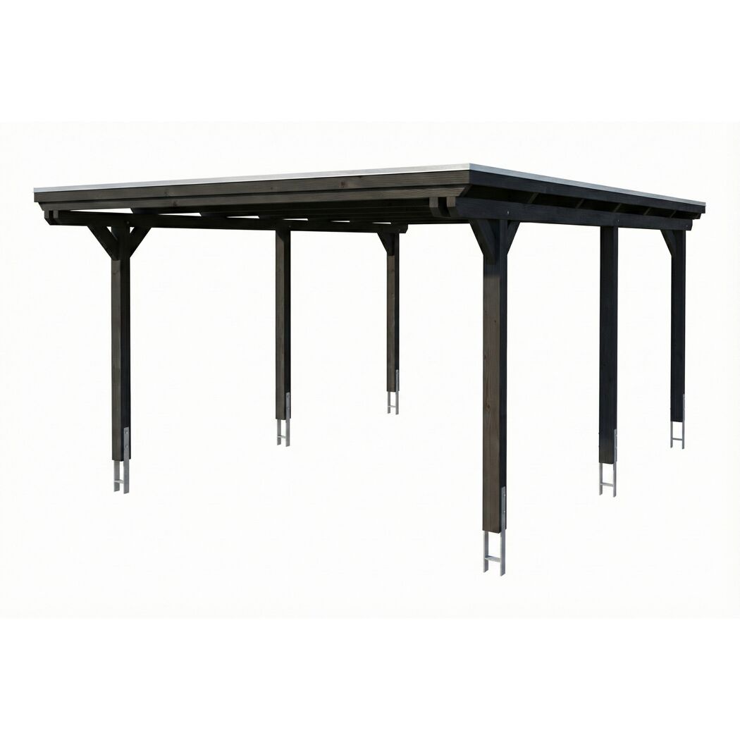 Einzelcarport 'Emsland' schiefergrau 402 x 604 cm mit EPDM-Dach