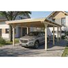 Einzelcarport 'Emsland' naturfarben 402 x 846 cm mit Stahl-Dachplatten