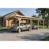 Einzelcarport 'Emsland' naturfarben 402 x 846 cm mit Stahl-Dachplatten