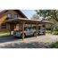 Einzelcarport 'Emsland' nussbaumfarben 402 x 846 cm mit Stahl-Dachplatten