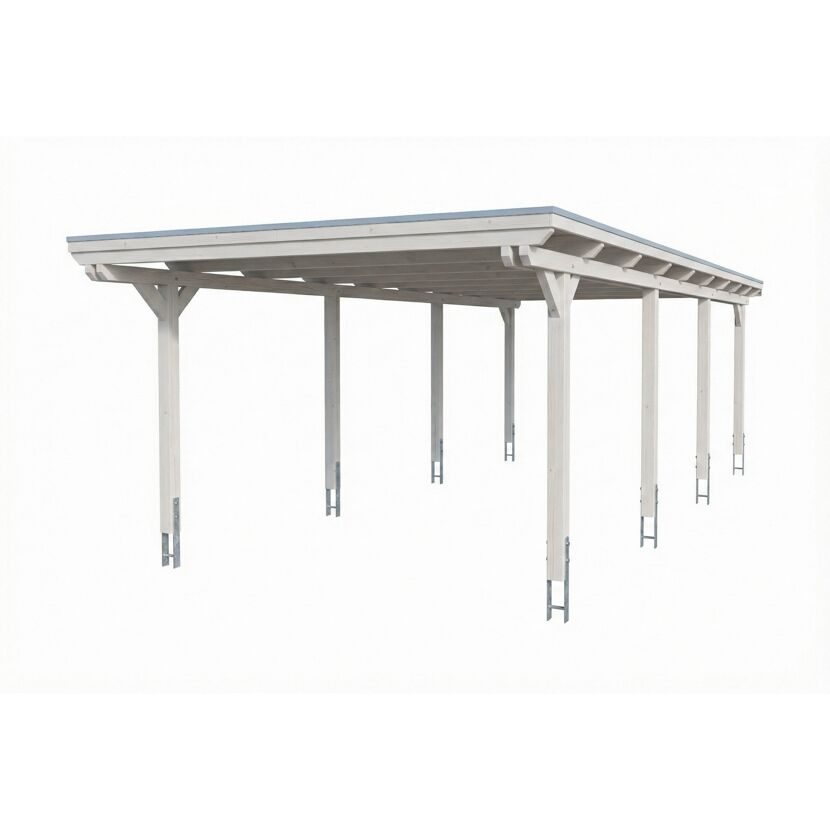 Einzelcarport 'Emsland' weiß 402 x 846 cm mit EPDM-Dach