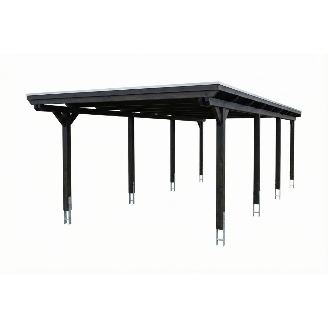 Einzelcarport 'Emsland' anthrazit 402 x 846 cm mit Stahl-Dachplatten