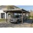 Einzelcarport 'Emsland' schiefergrau 402 x 846 cm mit Stahl-Dachplatten