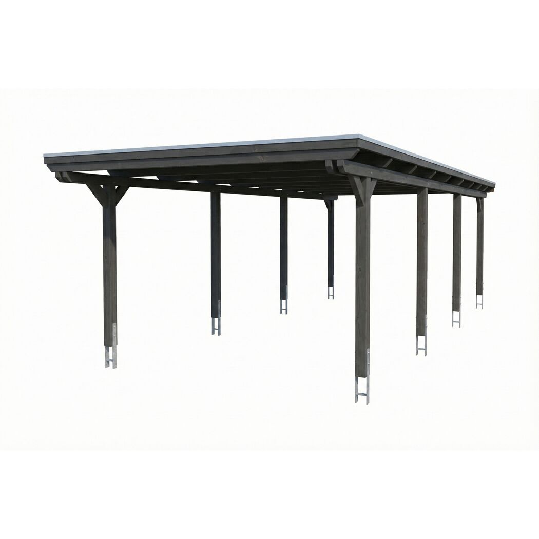 Einzelcarport 'Emsland' schiefergrau 402 x 846 cm mit Stahl-Dachplatten
