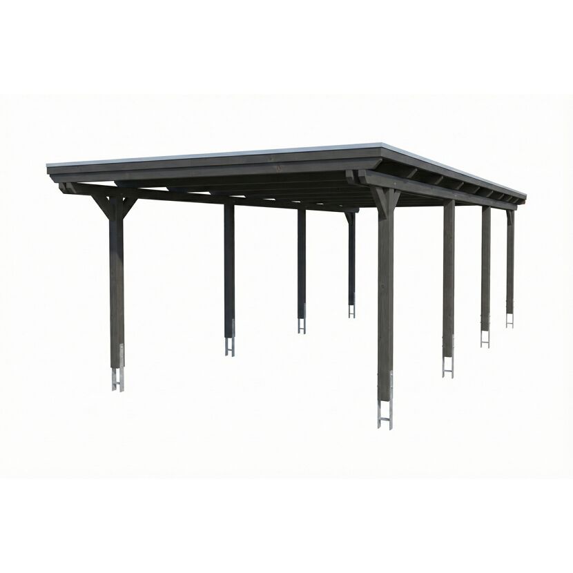 Einzelcarport 'Emsland' schiefergrau 402 x 846 cm mit Stahl-Dachplatten