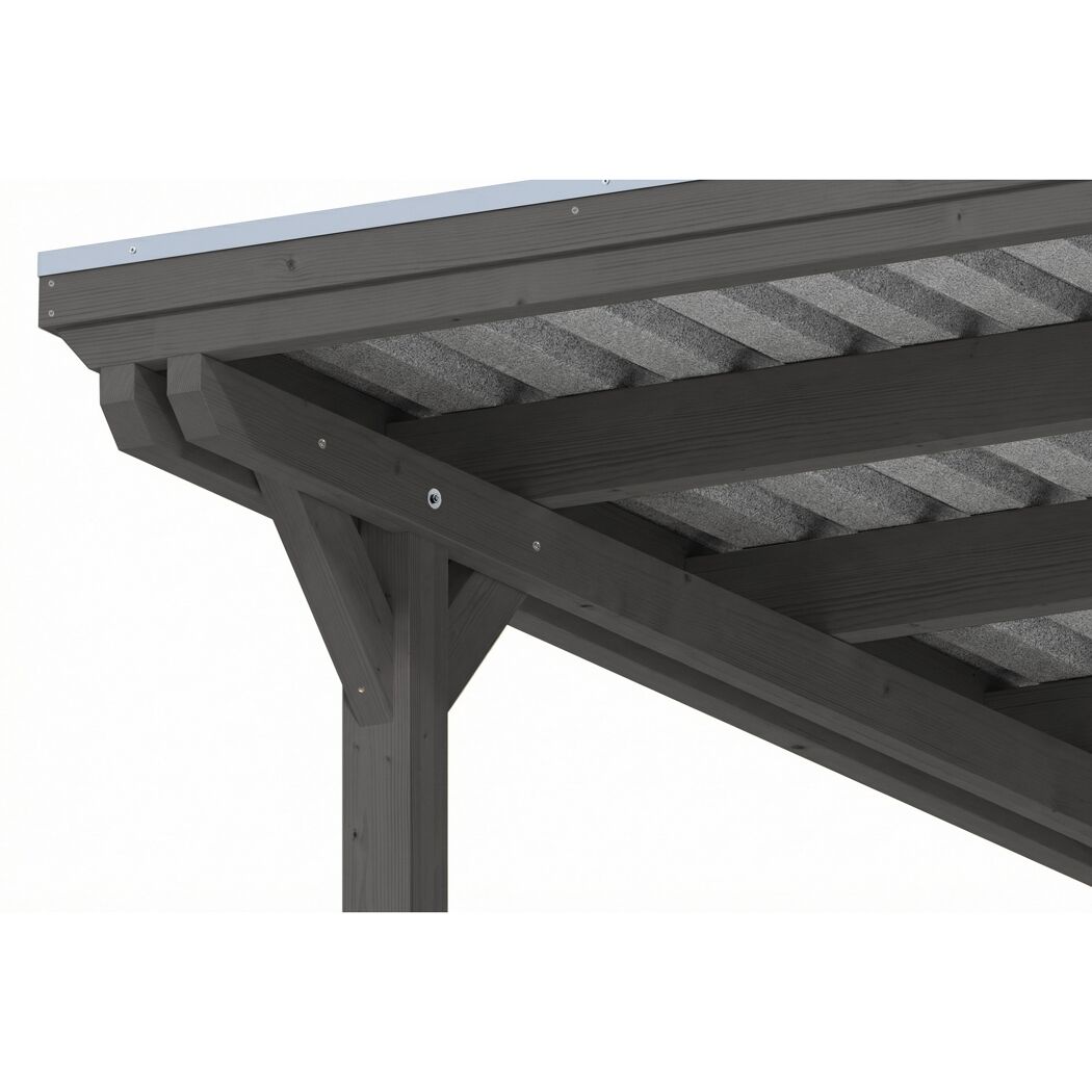 Einzelcarport 'Emsland' schiefergrau 402 x 846 cm mit Stahl-Dachplatten