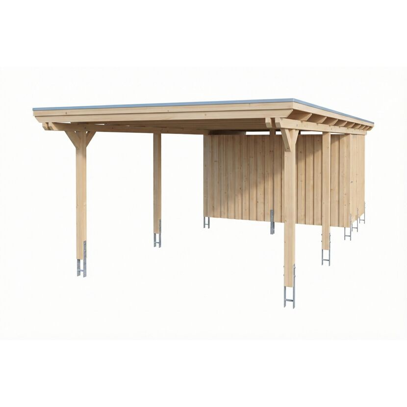 Einzelcarport 'Emsland' naturfarben 402 x 846 cm mit EPDM-Dach