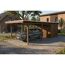 Einzelcarport 'Emsland' nussbaumfarben 402 x 846 cm mit Stahl-Dachplatten