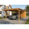 Einzelcarport 'Emsland' Eiche hell 402 x 846 cm mit EPDM-Dach