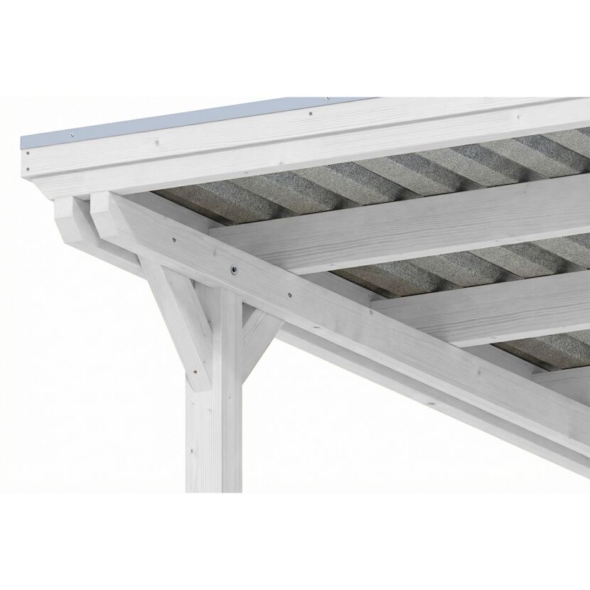 Einzelcarport 'Emsland' weiß 402 x 846 cm mit Stahl-Dachplatten