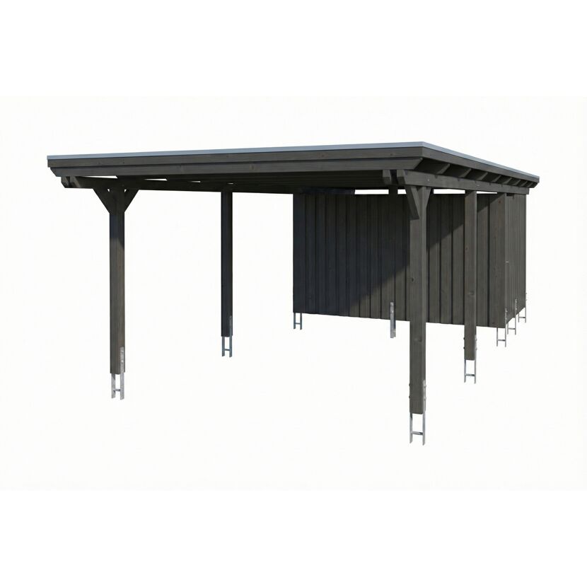 Einzelcarport 'Emsland' schiefergrau 402 x 846 cm mit Stahl-Dachplatten