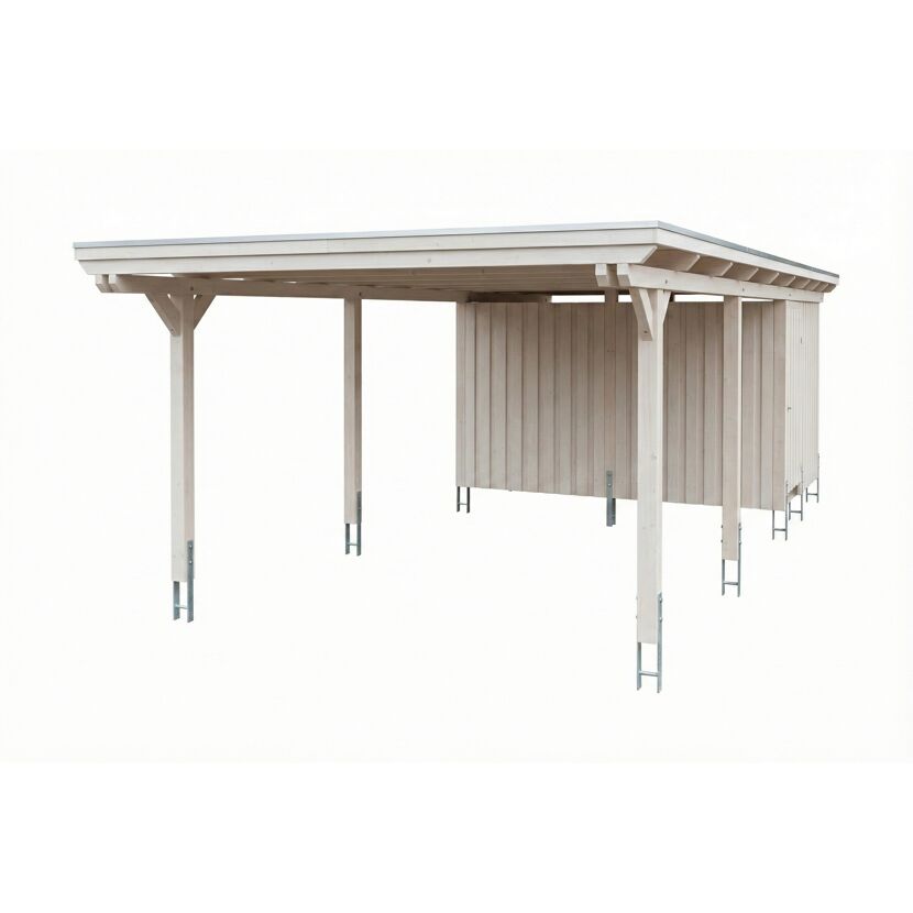 Einzelcarport 'Emsland' weiß 402 x 846 cm mit EPDM-Dach