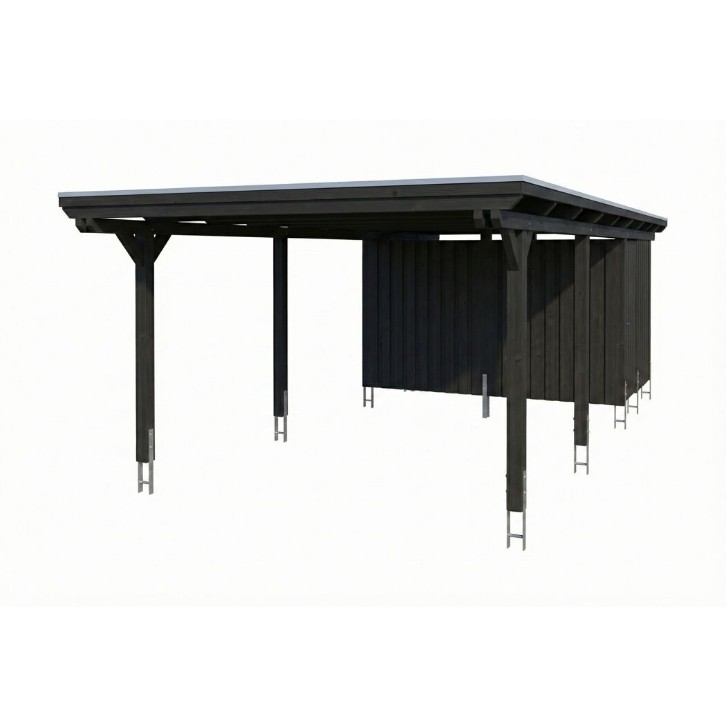 Einzelcarport 'Emsland' anthrazit 402 x 846 cm mit EPDM-Dach