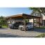 Doppelcarport 'Emsland' nussbaumfarben 609 x 604 cm mit EPDM-Dach