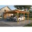 Doppelcarport 'Emsland' Eiche hell 609 x 604 cm mit Stahl-Dachplatten