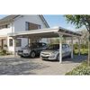 Doppelcarport 'Emsland' weiß 609 x 604 cm mit Stahl-Dachplatten