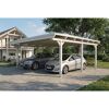 Doppelcarport 'Emsland' weiß 609 x 604 cm mit Stahl-Dachplatten