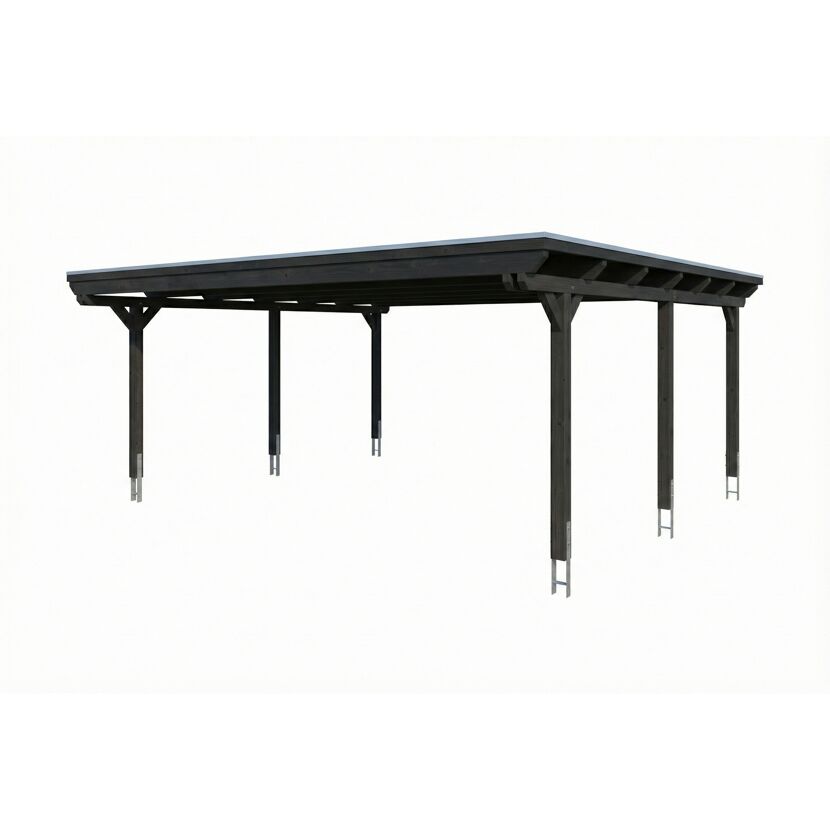 Doppelcarport 'Emsland' anthrazit 609 x 604 cm mit Stahl-Dachplatten