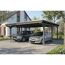 Doppelcarport 'Emsland' schiefergrau 609 x 604 cm mit Stahl-Dachplatten