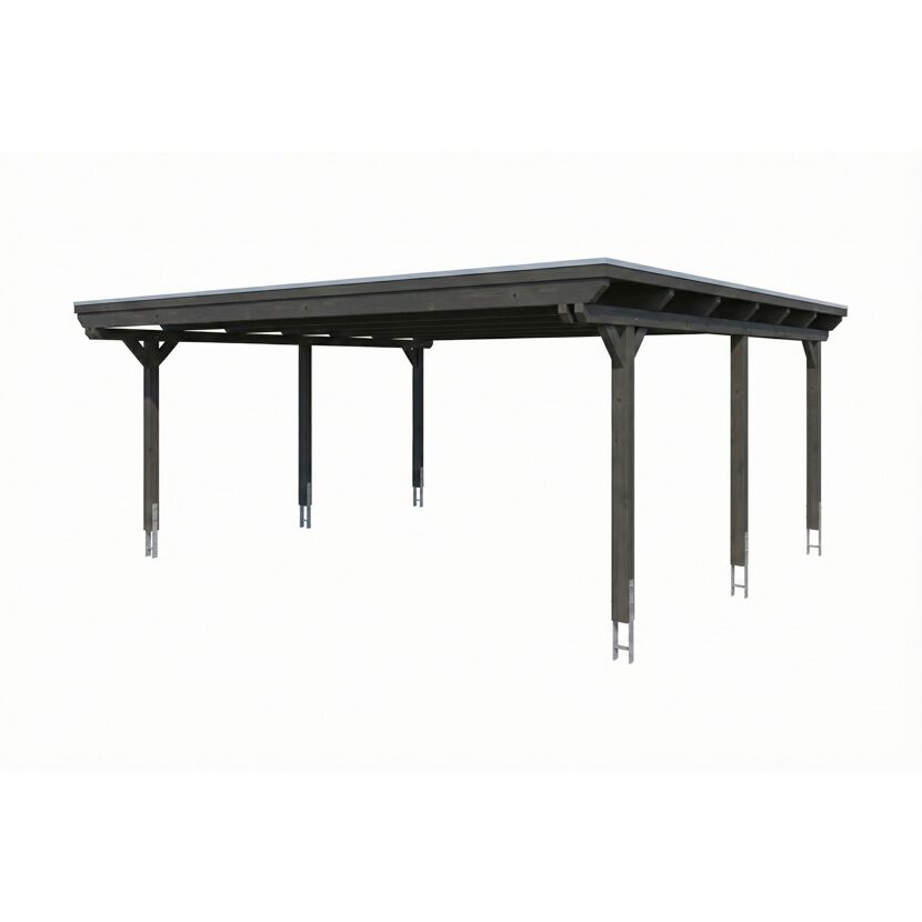 Doppelcarport 'Emsland' schiefergrau 609 x 604 cm mit Stahl-Dachplatten