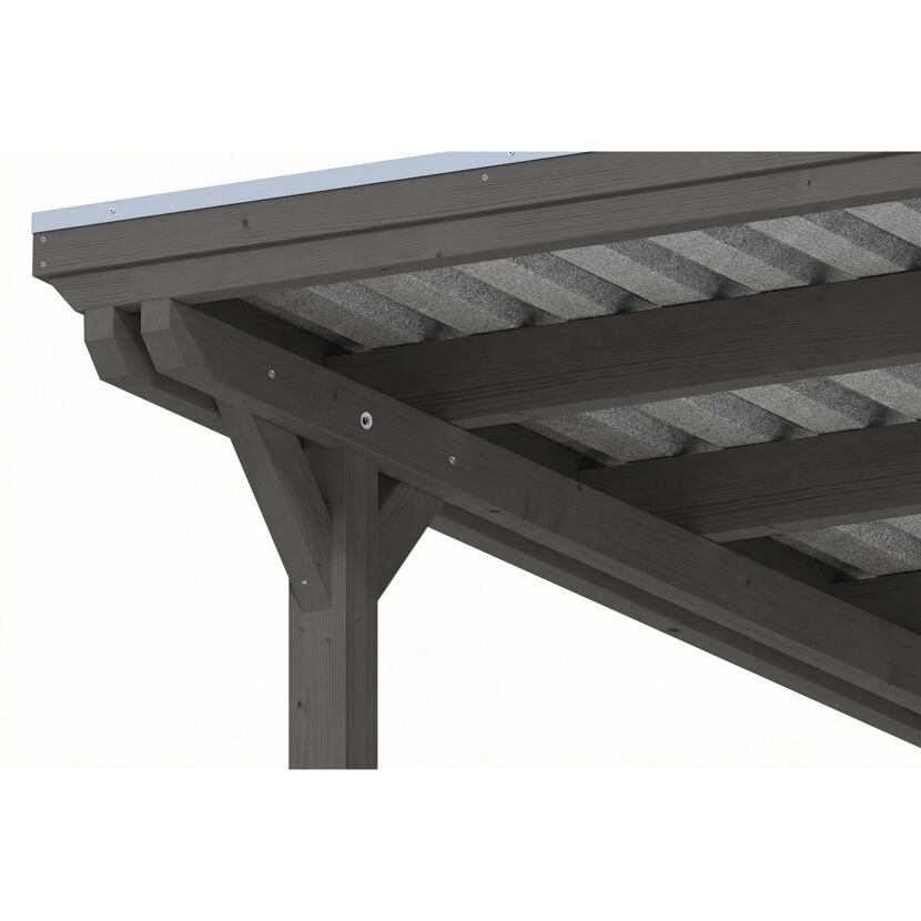 Doppelcarport 'Emsland' schiefergrau 609 x 604 cm mit Stahl-Dachplatten