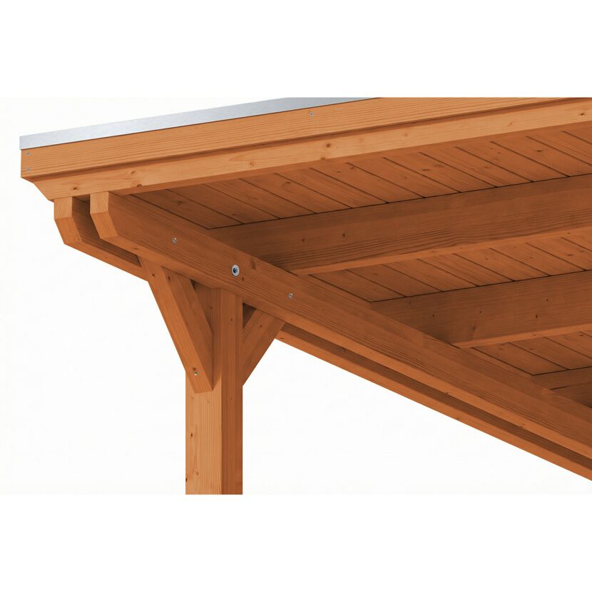 Doppelcarport 'Emsland' Eiche hell 609 x 846 cm mit EPDM-Dach