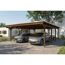 Doppelcarport 'Emsland' nussbaumfarben 609 x 846 cm mit Stahl-Dachplatten