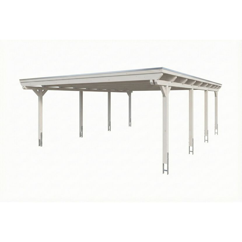 Doppelcarport 'Emsland' weiß 609 x 846 cm mit EPDM-Dach
