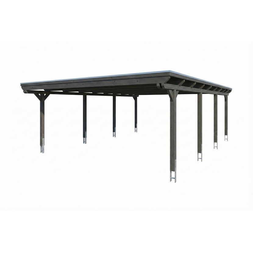 Doppelcarport 'Emsland' schiefergrau 609 x 846 cm mit Stahl-Dachplatten