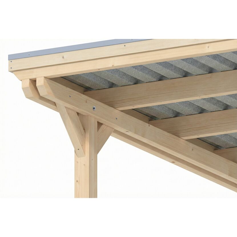 Doppelcarport 'Emsland' naturfarben 609 x 846 cm mit Stahl-Dachplatten
