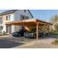 Doppelcarport 'Emsland' Eiche hell 609 x 846 cm mit Stahl-Dachplatten