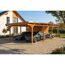 Doppelcarport 'Emsland' Eiche hell 609 x 846 cm mit Stahl-Dachplatten