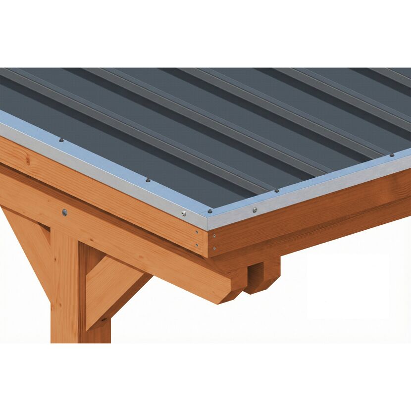 Doppelcarport 'Emsland' Eiche hell 609 x 846 cm mit Stahl-Dachplatten