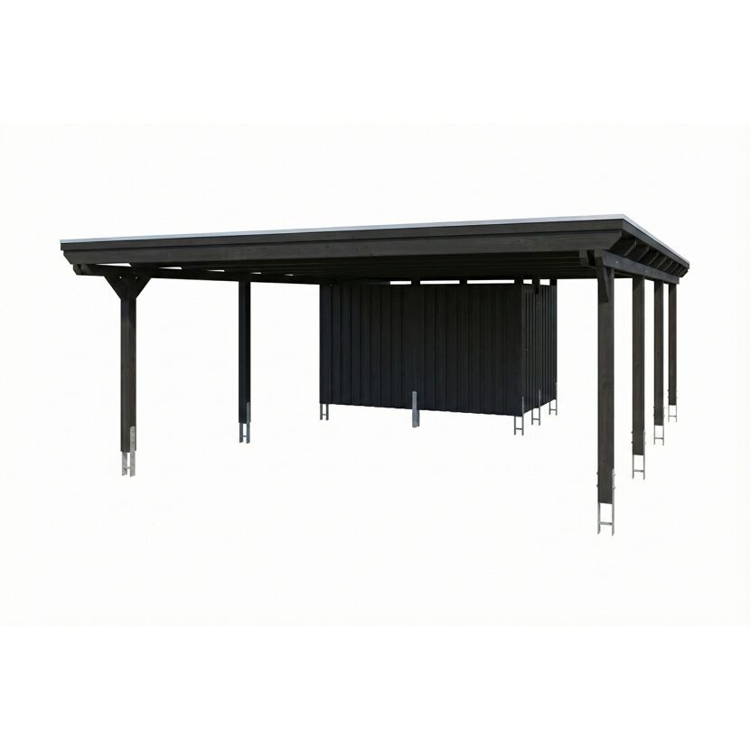 Doppelcarport 'Emsland' anthrazit 609 x 846 cm mit Stahl-Dachplatten