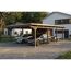 Doppelcarport 'Emsland' nussbaumfarben 609 x 846 cm mit Stahl-Dachplatten