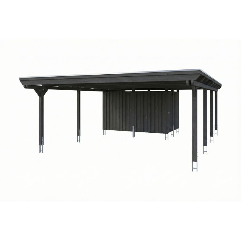 Einzelcarport 'Emsland' schiefergrau 609 x 846 cm mit Stahl-Dachplatten