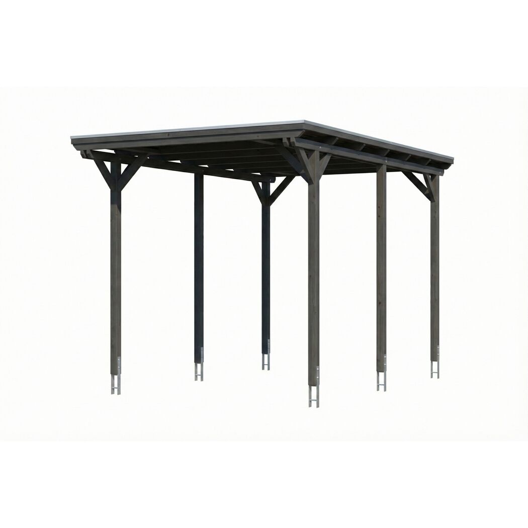 Einzelcarport 'Emsland Caravan' schiefergrau 402 x 604 cm mit Stahl-Dachplatten